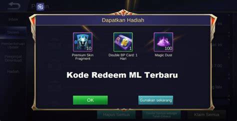 Sertifikat, penghargaan, tanda, atau dokumen yang dipajang di redeem code ml hari ini tukar kode topup pilihan top up untuk dompet digital