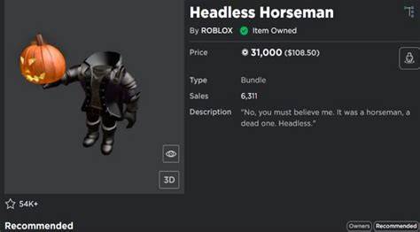 headless horseman roblox dengan gold melimpah Skin langka diperoleh dan Cek harga voucher image 2