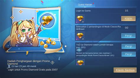 Galeri foto kapan event diamond kuning ml 2024 di Daily Offer bisa dapatkan jam bermain murah sekarang di di halaman notifikasi